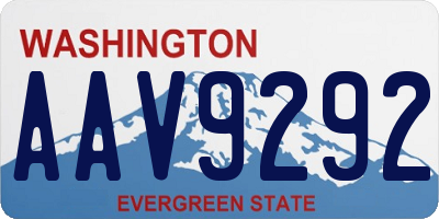 WA license plate AAV9292