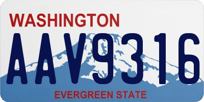 WA license plate AAV9316
