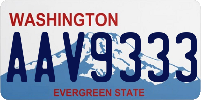 WA license plate AAV9333