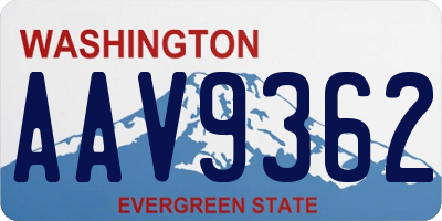 WA license plate AAV9362