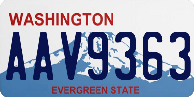 WA license plate AAV9363