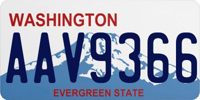 WA license plate AAV9366