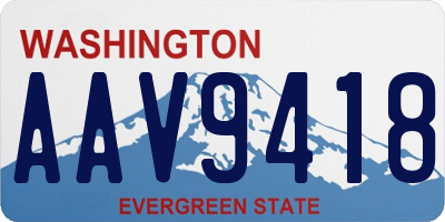 WA license plate AAV9418