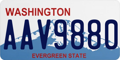 WA license plate AAV9880
