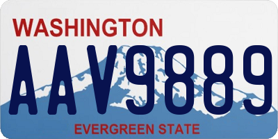 WA license plate AAV9889