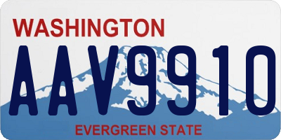 WA license plate AAV9910