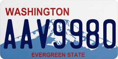 WA license plate AAV9980