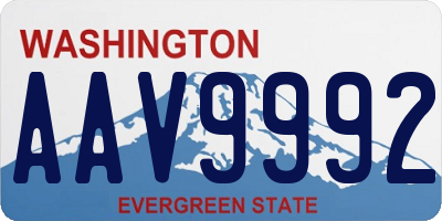 WA license plate AAV9992