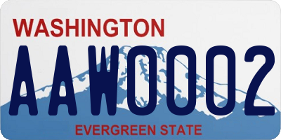 WA license plate AAW0002