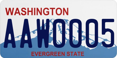 WA license plate AAW0005