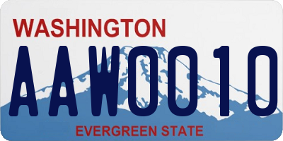 WA license plate AAW0010