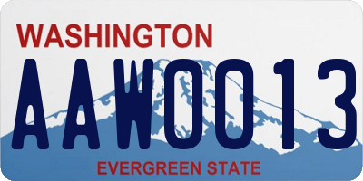 WA license plate AAW0013
