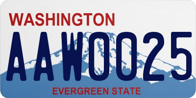 WA license plate AAW0025