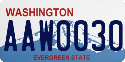 WA license plate AAW0030