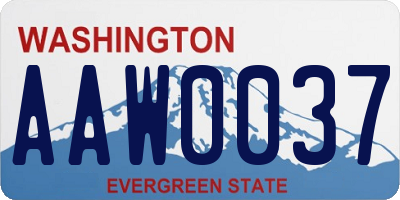WA license plate AAW0037