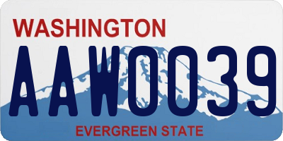 WA license plate AAW0039
