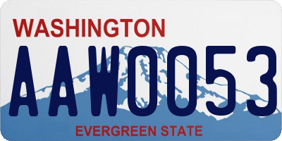 WA license plate AAW0053