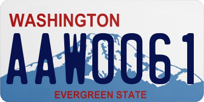 WA license plate AAW0061