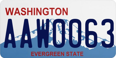 WA license plate AAW0063