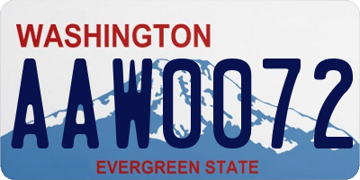 WA license plate AAW0072