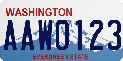 WA license plate AAW0123