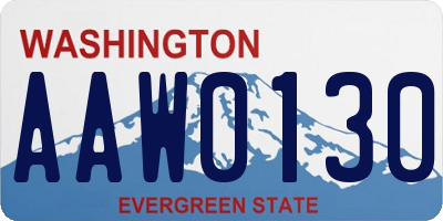WA license plate AAW0130