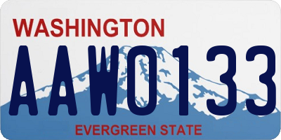 WA license plate AAW0133