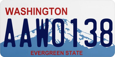 WA license plate AAW0138