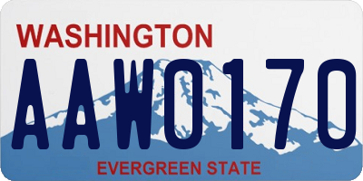 WA license plate AAW0170