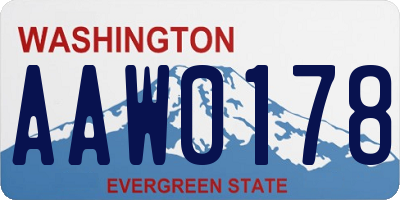 WA license plate AAW0178