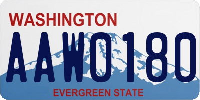 WA license plate AAW0180