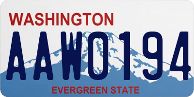 WA license plate AAW0194