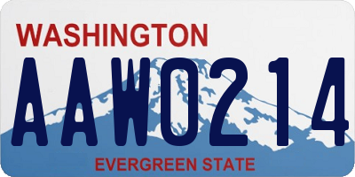 WA license plate AAW0214