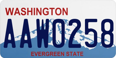 WA license plate AAW0258