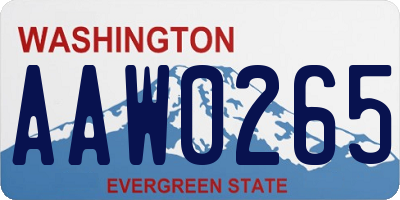 WA license plate AAW0265