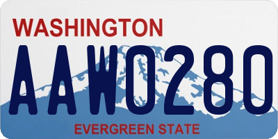WA license plate AAW0280