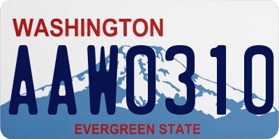 WA license plate AAW0310