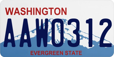 WA license plate AAW0312