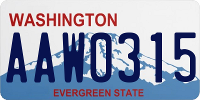WA license plate AAW0315
