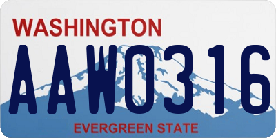WA license plate AAW0316