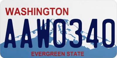 WA license plate AAW0340