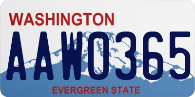 WA license plate AAW0365