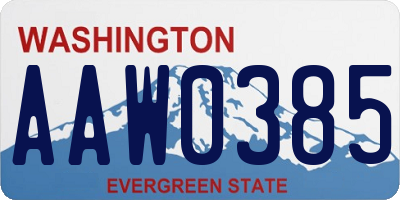 WA license plate AAW0385