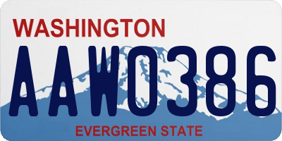 WA license plate AAW0386