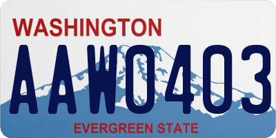 WA license plate AAW0403
