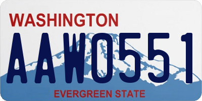 WA license plate AAW0551