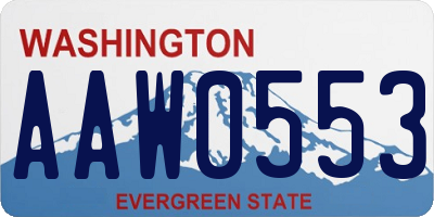 WA license plate AAW0553
