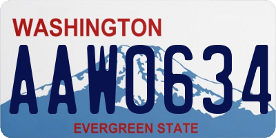 WA license plate AAW0634