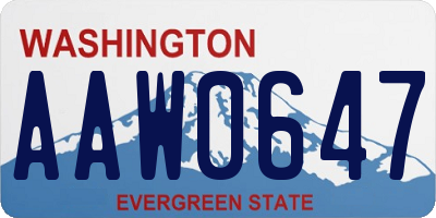 WA license plate AAW0647