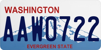 WA license plate AAW0722